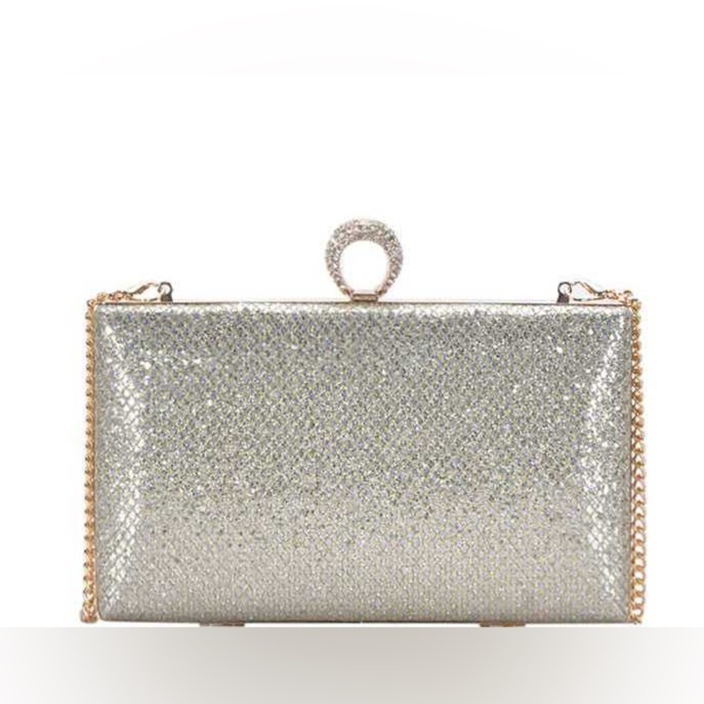 Starlet Rhinestone Clutch Evening Bag Rose Gold with Chain Strap